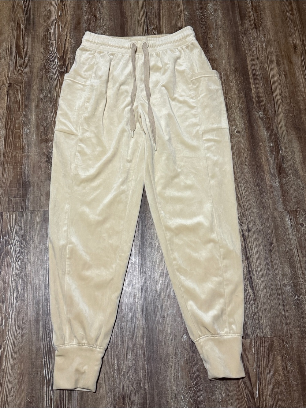 Offline by Aerie Suede Joggers Women's Small High Rise Casual Loungewear Cream